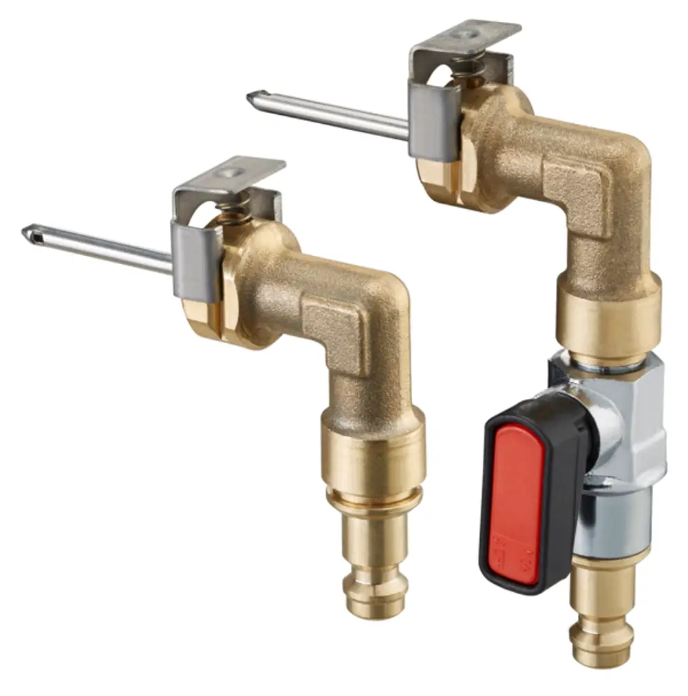 Zwei Messnadeln mit Steckanschluss für Armaturen, aus Messing und Edelstahl, geeignet für Oventrop Classic Messtechnik.